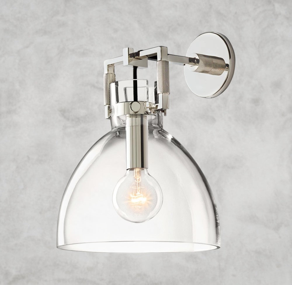 MACHINIST GLASS CLOCHE SCONCE 8", 10"